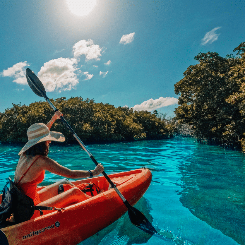 Woman kayaking at Robbies of Islamorada