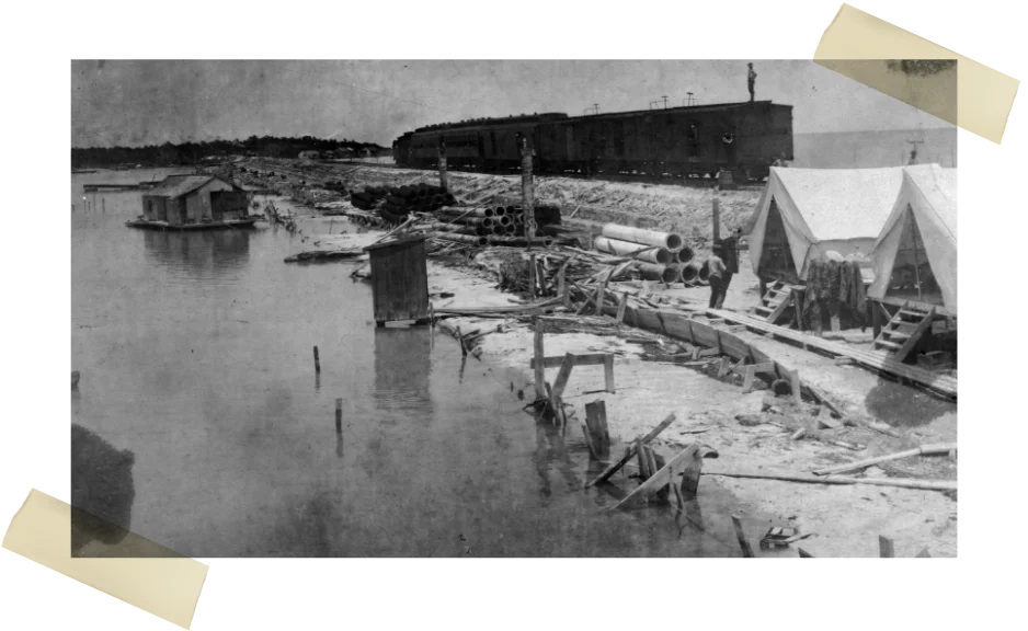 The first train arriving at the Central Supply station